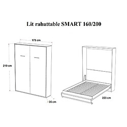 Avis Inside 75 Armoire lit escamotable SMART-V2 taupe mat 160*200 cm.