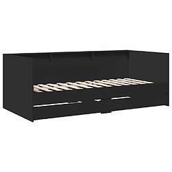 Maison Chic Lit d'appoint | Lit de jour | Lit de repos avec tiroirs noir 75x190 cm bois d'ingénierie -GKD98464