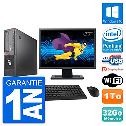 PC Fujitsu E920 DT Ecran 27" Intel G3220 RAM 32Go Disque Dur 1To Windows 10 Wifi - Occasion