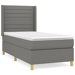 Maison Chic Lit Adulte - Lit simple Lit à sommier tapissier et matelas moelleux - Meuble de Chambre - Gris foncé 90x190 cm Tissu -MN13897