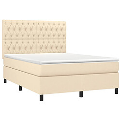 Avis Maison Chic Lit Adulte - Lit simple Lit à sommier tapissier avec matelas moelleux - Meuble de Chambre - Crème 140x190 cm Tissu -MN14681