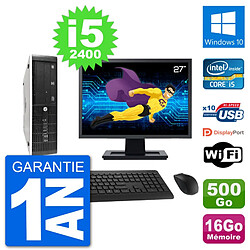 PC HP 8300 SFF Ecran 27" Intel i5-2400 RAM 16Go Disque 500Go Windows 10 Wifi - Occasion