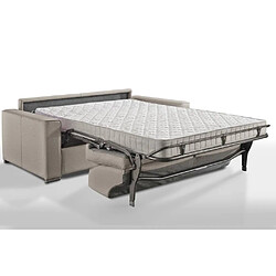 Inside 75 Canapé convertible EXPRESS PREMIUM 120 cm sommier lattes RENATONISI matelas BULTEX cuir vachette taupe clair