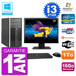 PC HP 6300 MT Ecran 19" Core i3-2120 RAM 16Go Disque 1To Graveur DVD Wifi W7 · Occasion 