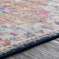 Avis Surya LOU - Tapis vintage multicolore, Aqua, Blanc et Orange - 160x220cm