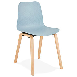 Alterego Chaise scandinave 'PACIFIK' bleue avec pieds en bois finition naturelle