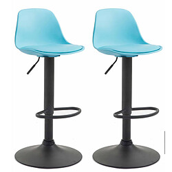 Decoshop26 Lot de 2 tabourets de bar moderne et confortable assise en PVC bleu coque en plastique et pieds en métal noir 10_0004236 