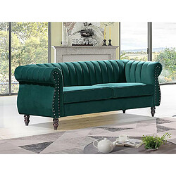 Vente-Unique Canapé chesterfield 3 places en velours vert émeraude TRUMBO pas cher