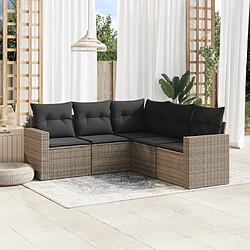 Maison Chic Salon de jardin 5 pcs avec coussins | Ensemble de Table et chaises | Mobilier d'Extérieur gris résine tressée -GKD82196