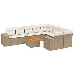 Maison Chic Salon de jardin avec coussins 10 pcs, Ensemble Tables et chaises de jardin, beige résine tressée -GKD517916