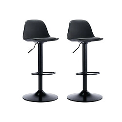 Vente-Unique Lot de 2 tabourets de bar en polypropylène et métal - Hauteur réglable - Noir - XAFY