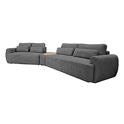 Bestmobilier Mahina - canapé d'angle gauche - 5 places avec bout de canapé - convertible avec coffre - en tissu bouclette Mahina - canapé d'angle gauche - 5 places avec bout de canapé - convertible avec coffre - en tissu bouclette - Gris foncé