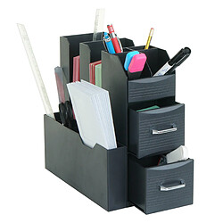 Mendler Organiseur de bureau HWC-L97, Tablette de bureau Porte-stylos Boîte de rangement avec 2 tiroirs et 7 compartiments, 29x14x33cm