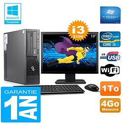 PC Fujitsu Esprimo E500 E85+ SFF Core I3-2100 4Go Disque 1 To Wifi W7 Ecran 19" - Occasion