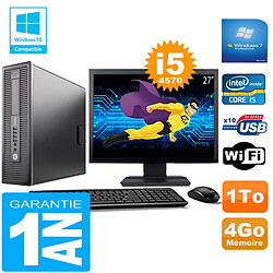 PC HP EliteDesk 800 G1 SFF Core I5-4570 4Go Disque 1 To Wifi W7 Ecran 27" - Occasion