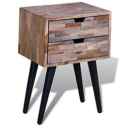 Acheter Maison Chic Table de chevet,Table de nuit,Table d'appoint pour salon avec 2 tiroirs Bois de teck recyclé -MN37161