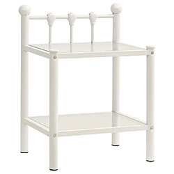 Maison Chic Table de chevet,Table de Nuit,Meuble de Rangement Blanc/transparent 45x34,5x60,5cm Métal et verre