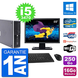 PC HP Compaq Pro 6300 SFF Ecran 22" Intel i5-3470 RAM 16Go 250Go Windows 10 Wifi · Occasion 