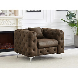 Vente-Unique Fauteuil chesterfield en microfibre aspect cuir vieilli EDWINA 