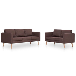 vidaXL Ensemble de canapé 2 pcs tissu marron