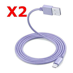 Little Boutik 2 Câble Metal Nylon Renforcé Chargeur USB Couleur Argent pour IPhone 1,5m Tréssé Compatible IPhone 5s 6 6S 7 8 X X2 Couleur 