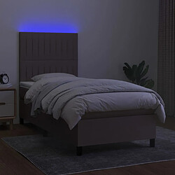 Avis vidaXL Sommier à lattes de lit et matelas et LED Taupe 100x200cm Tissu