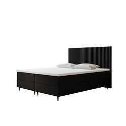 Avis TRADA Lit double adulte ESTEPONA avec matelas, rangement et surmatelas 140x200 noir