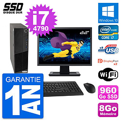 PC Lenovo M83 SFF Ecran 22" Intel Core i7-4790 RAM 8Go SSD 960Go Windows 10 Wifi · Occasion 