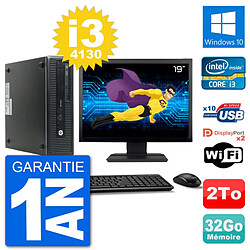 PC HP 800 G1 Ecran 19" Core i3-4130 RAM 32Go Disque 2To Windows 10 Wifi · Occasion 