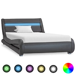 vidaXL Cadre de lit avec LED sans matelas Gris Similicuir 100x200 cm