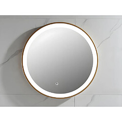 Vente-Unique Miroir de salle de bain lumineux rond doré avec Leds - D. 60 cm - NUMEA