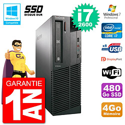 PC Lenovo ThinkCentre M82 SFF i7-2600 RAM 4Go SSD 480Go Graveur DVD Wifi W7 - Occasion