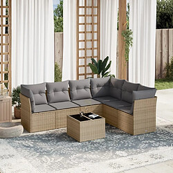 Maison Chic Salon de jardin avec coussins 7 pcs | Ensemble de Table et chaises | Mobilier d'Extérieur beige résine tressée -GKD24436