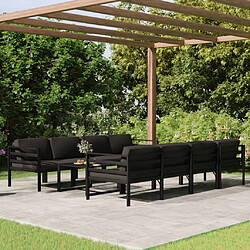 Maison Chic Ensemble Tables et chaises d'extérieur 9 pcs avec coussins,Salon de jardin Aluminium Anthracite -GKD910587