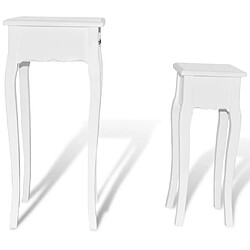 Avis vidaXL Table gigogne 2 pcs avec tiroir Blanc