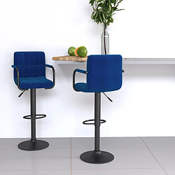 vidaXL Tabourets de bar lot de 2 bleu tissu 