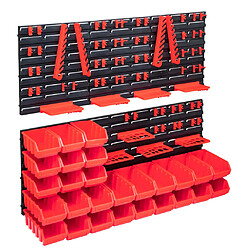 vidaXL Kit de bacs de stockage et panneaux muraux 103pcs rouge et noir