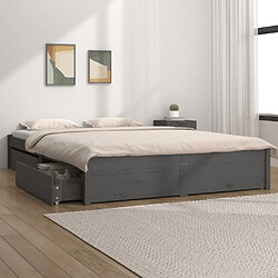 vidaXL Cadre de lit sans matelas avec tiroirs gris 