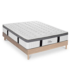 MAISON AUBERTIN Matelas Mémoire ALTESSE + Sommier Bois 140x200 Ensemble matelas à Mémoire de forme et Sommier en kit bois 140x200