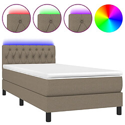 Sommier à lattes LED,Cadre à lattes de lit avec matelas pour Adulte Taupe 90x190 cm Tissu -MN67426