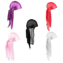 5pcs Durag Homme Waves Coiffe Vague Casquette de Cheveux avec Longue Queue