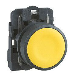 bouton poussoir - affleurant - 1 no - jaune - complet - schneider electric xb5aa51 