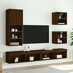 Avis Maison Chic Meuble TV avec lumières LED, Banc TV pour salon, Meuble de rangement chêne marron 40,5x30x102 cm -GKD68659