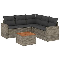 Maison Chic Ensemble Tables et chaises d'extérieur 6pcs avec coussins,Salon de jardin gris résine tressée -GKD173083