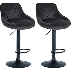 Non Lot de 2 tabourets de bar Lazio velours noir 