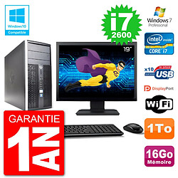 PC HP 6300 MT Ecran 19" Core i7-2600 RAM 16Go Disque 1To Graveur DVD Wifi W7 · Occasion 