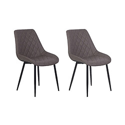 Beliani Set de 2 Cuir PU Chaise de salle à manger Marron foncé MARIBEL 