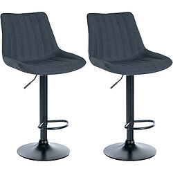 Non Lot de 2 tabourets de bar Toni tissu noir 