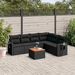 Maison Chic Ensemble Tables et chaises d'extérieur 7pcs avec coussins,Salon de jardin noir résine tressée -GKD785540