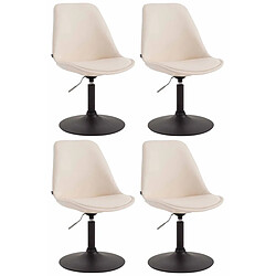 Decoshop26 Lot de 4 chaises de salle à manger pivotante hauteur réglable en PVC crème et pied trompette métal noir 10_0001803